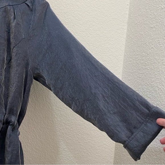 SAMUEL DONG Shimmer Bluish Gray Cinched Waist Bubble Coat Jacket Size L - Picture 11 of 16